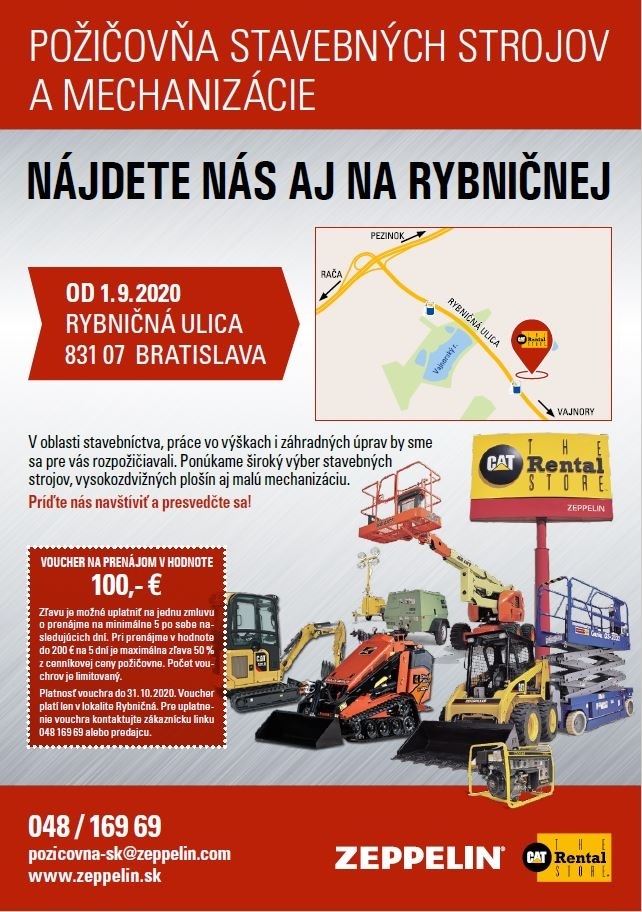 Požičovňu stavebných strojov a mechanizácie v Bratislave nájdete už aj na Rybničnej ulici